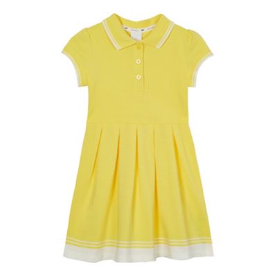 Girls' yellow tipped pique dress